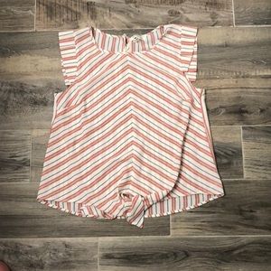 Blue and coral strip tie top!